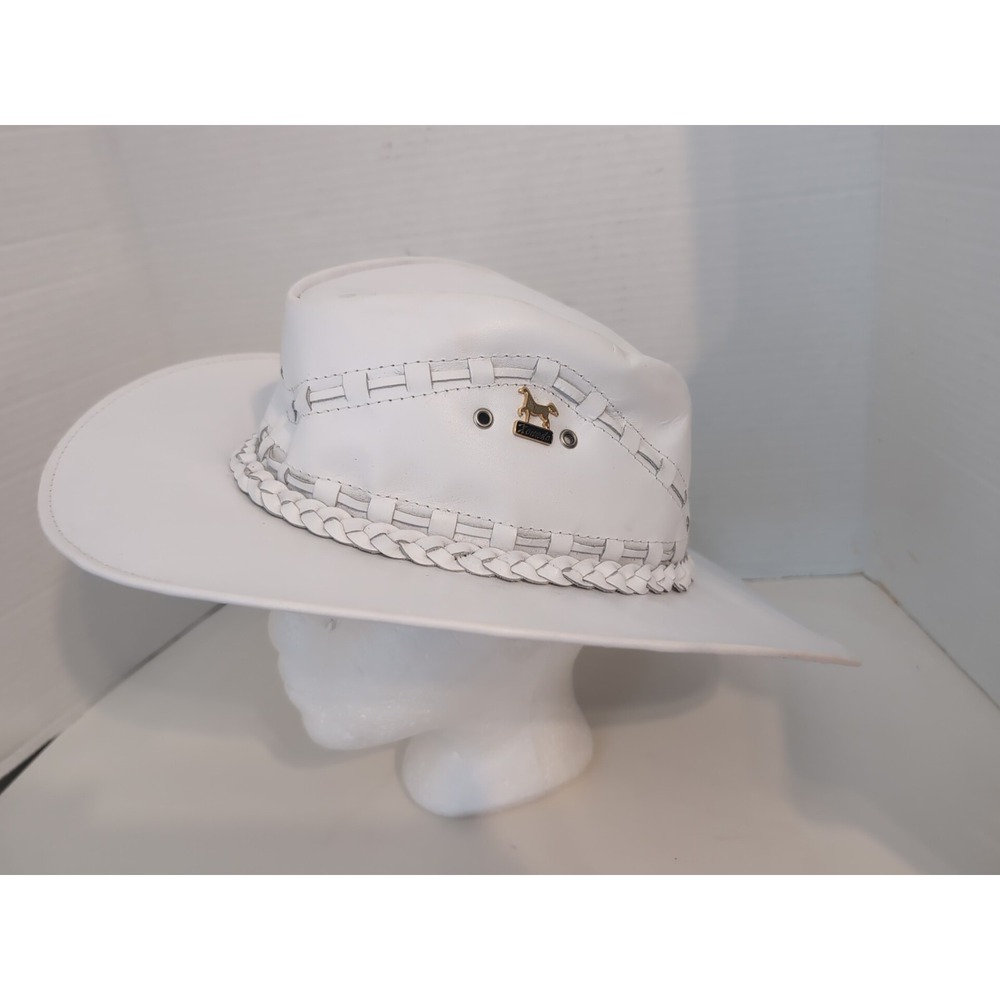 Brunello's Xonado Women's White Leather Western Cowgirl Hat Made In Brazil